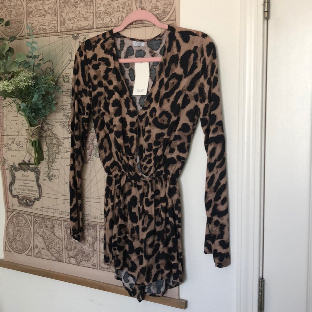 cheetah long sleeve romper